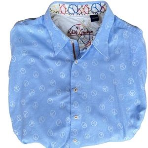 Robert Graham Collectible Rare Peace Sign Shirt Size 2XL